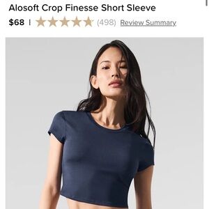ALO Yoga Alosoft Navy Short Sleeve Crop Top